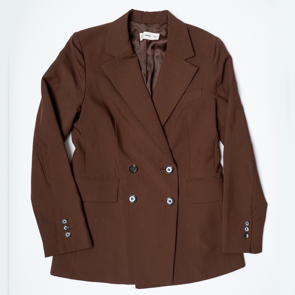 size XS - Mango Blazer Brown Double-breasted Jacket - Picture 1 of 3